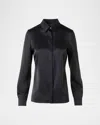 Akris Stretch Silk Satin Button-down Blouse In Black