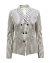 Akris Striped Blazer In Black And White Wool In Black