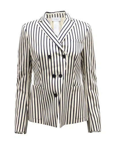 Akris Striped Blazer In Black And White Wool