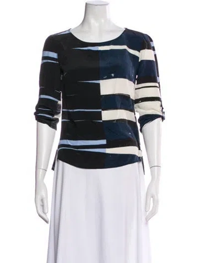 Pre-owned Akris Striped Crew Neck Blouse In Black