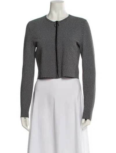 Pre-owned Akris Striped Crew Neck Crop Top In Gray