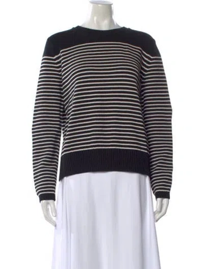Pre-owned Akris Striped Crew Neck Sweater In Black