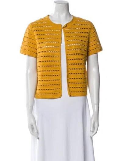 Pre-owned Akris Striped Crew Neck Sweater In Gold