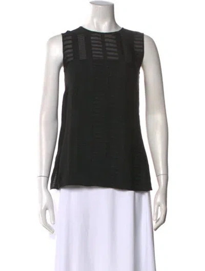Pre-owned Akris Striped Crew Neck Top In Black
