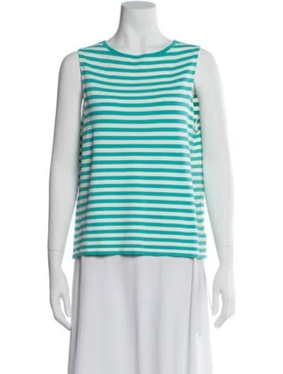 Pre-owned Akris Striped Crew Neck Top In Green