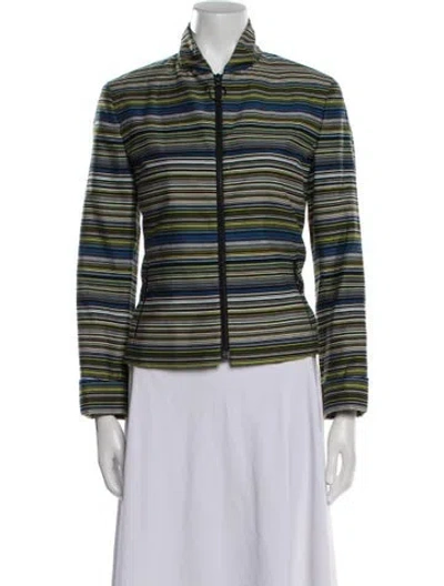 Pre-owned Akris Striped Evening Jacket In Green