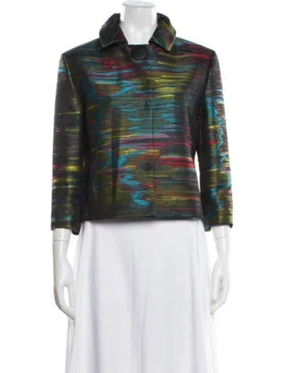 Pre-owned Akris Striped Jacket In Green