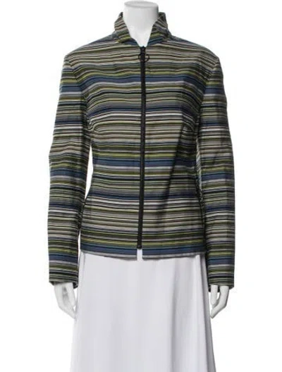 Pre-owned Akris Striped Jacket In Green