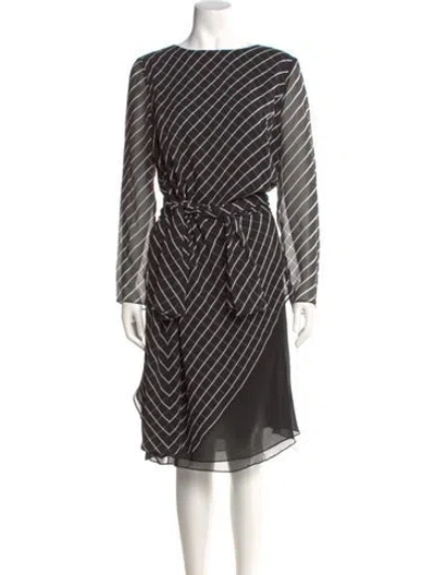 Pre-owned Akris Striped Knee-length Dress In Black