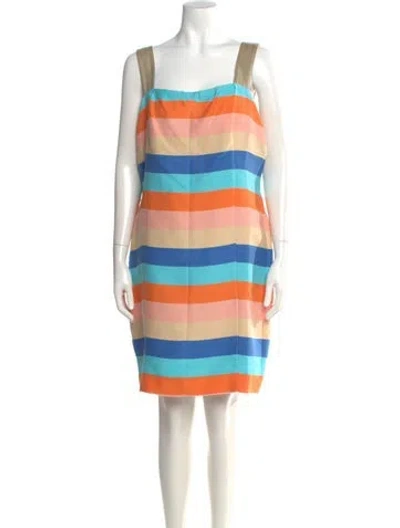Pre-owned Akris Striped Knee-length Dress In Neutral