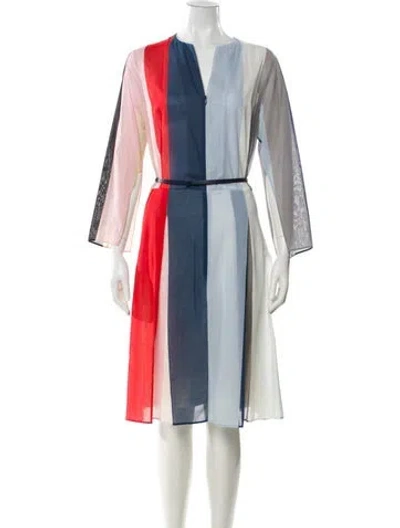 Pre-owned Akris Striped Knee-length Dress In Red