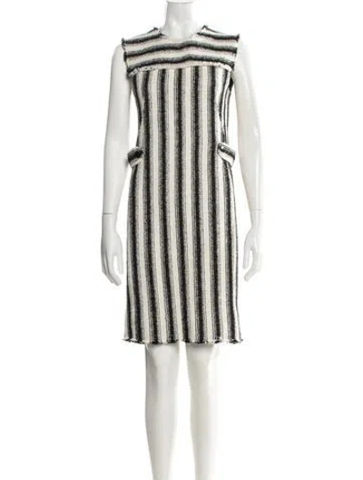 Pre-owned Akris Striped Knee-length Dress In White
