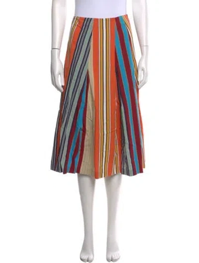 Pre-owned Akris Striped Knee-length Skirt In Orange
