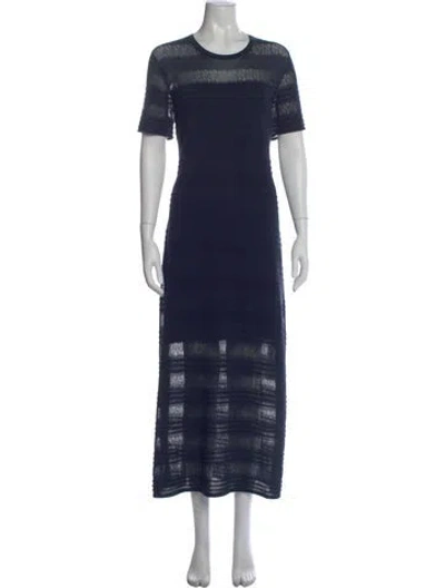 Pre-owned Akris Striped Long Dress In Blue