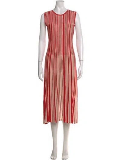 Pre-owned Akris Striped Long Dress In Red