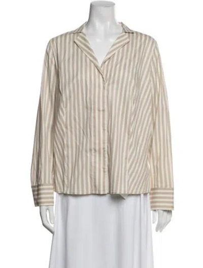 Pre-owned Akris Striped Long Sleeve Button-up Top In Multi