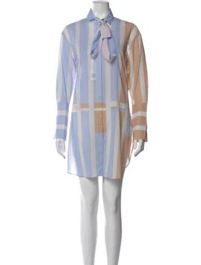 Pre-owned Akris Striped Long Sleeve Button-up Top W/ Tags In Blue