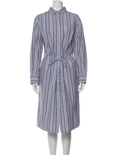 Pre-owned Akris Striped Midi Length Dress In Blue
