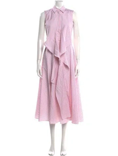 Pre-owned Akris Striped Midi Length Dress W/ Tags In Pink