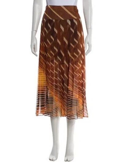 Pre-owned Akris Striped Midi Length Skirt In Brown/orange