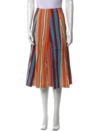 Pre-owned Akris Striped Midi Length Skirt In Neutral