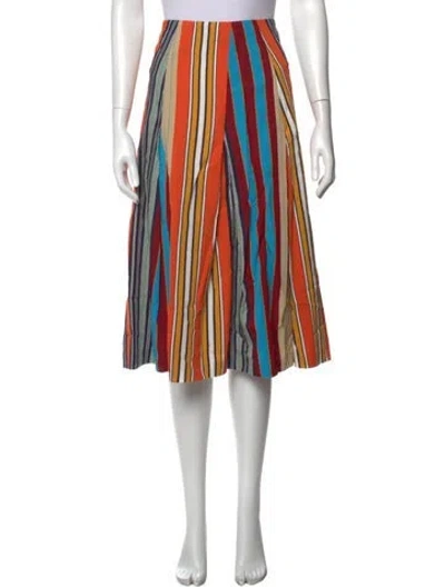 Pre-owned Akris Striped Midi Length Skirt In Neutrals