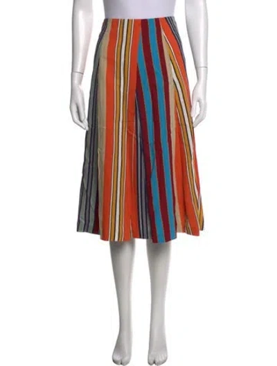 Pre-owned Akris Striped Midi Length Skirt In Neutrals