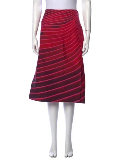 Pre-owned Akris Striped Midi Length Skirt In Pink