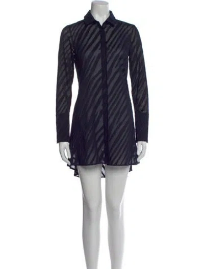 Pre-owned Akris Striped Mini Dress In Blue