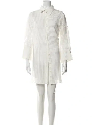 Pre-owned Akris Striped Mini Dress In White