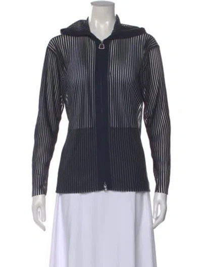 Pre-owned Akris Striped Open Front Sweater In Blue