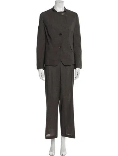 Pre-owned Akris Striped Pantsuit In Brown