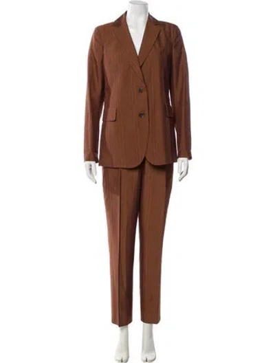 Pre-owned Akris Striped Pantsuit In Brown