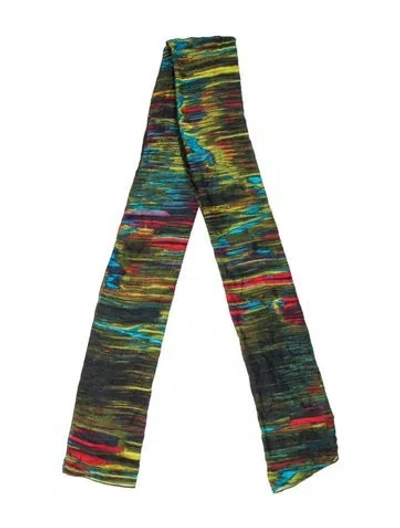 Pre-owned Akris Striped Scarf In Green