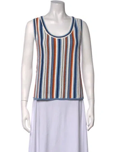 Pre-owned Akris Striped Scoop Neck Top In Neutrals