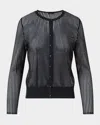 Akris Striped Sheer Cardigan In Black