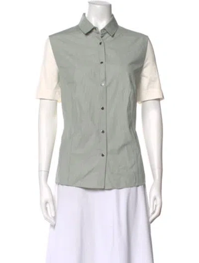 Pre-owned Akris Striped Short Sleeve Blouse In Black