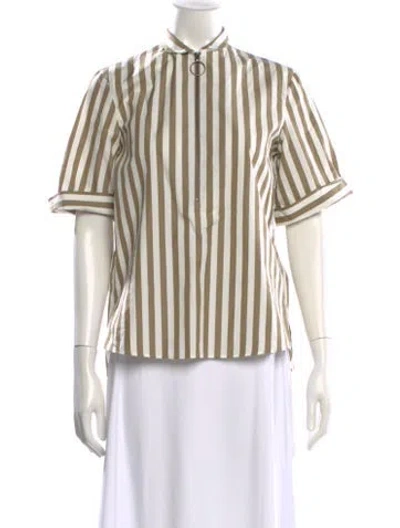Pre-owned Akris Striped Short Sleeve Blouse In Neutral
