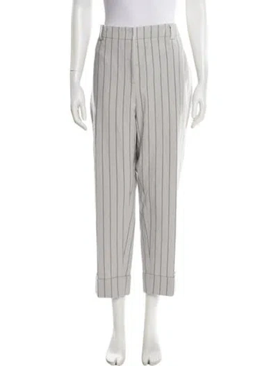 Pre-owned Akris Striped Straight Leg Pants In Gray