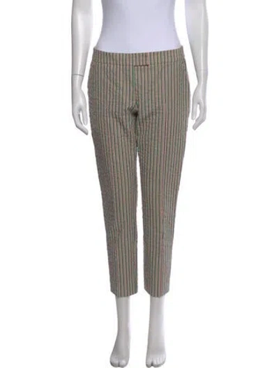 Pre-owned Akris Striped Straight Leg Pants In Green