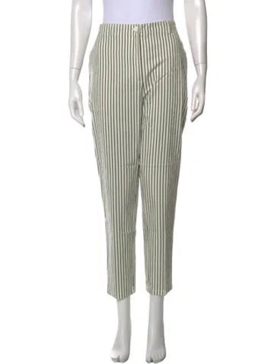 Pre-owned Akris Striped Straight Leg Pants In Green