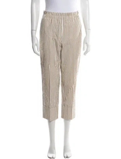Pre-owned Akris Striped Straight Leg Pants In Neutral