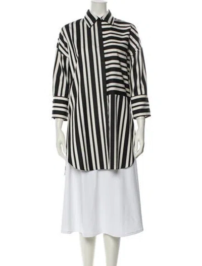 Pre-owned Akris Striped Three-quarter Sleeve Tunic In Black