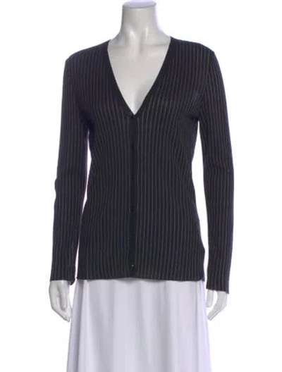 Pre-owned Akris Striped V-neck Sweater W/ Tags In Multi