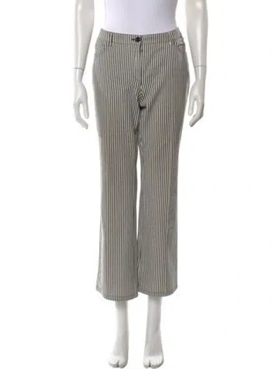 Pre-owned Akris Striped Wide Leg Pants In White