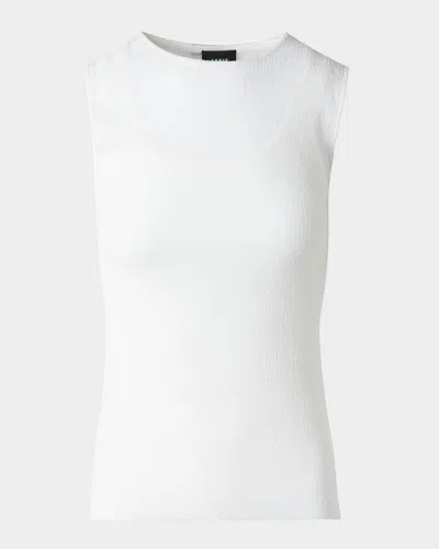 Akris Structured Double-layer Cotton Blend Knit Top In Ecru