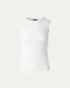 Akris Structured Double-layer Cotton Blend Knit Top In Ecru
