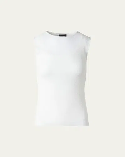AKRIS STRUCTURED DOUBLE-LAYER COTTON BLEND KNIT TOP