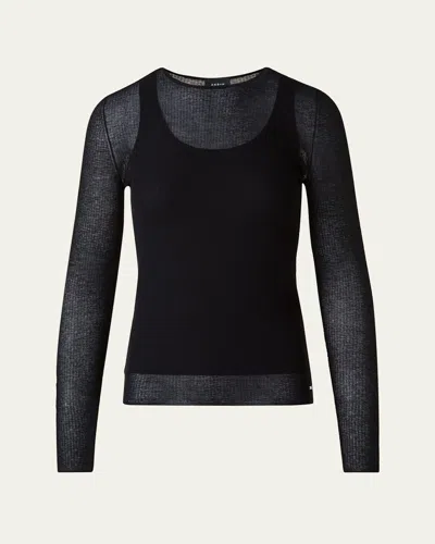 Akris Structured Double Layer Cotton-blend Sweater In Black