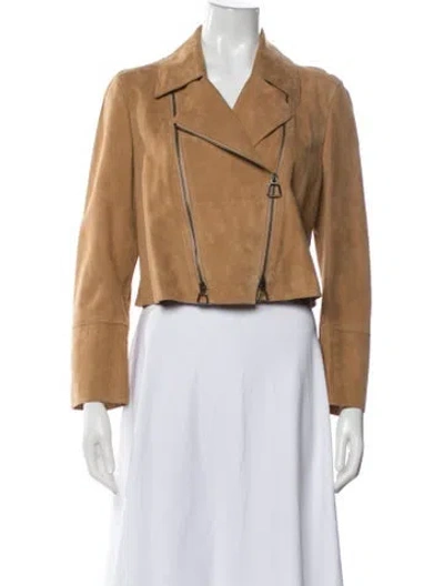 Pre-owned Akris Suede Biker Jacket In Neutral